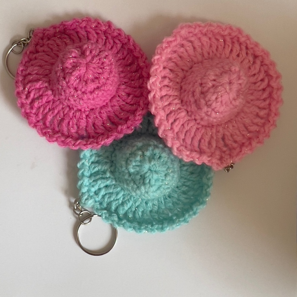 Handcrafted Turquoise Crochet Keychain - Picture 2 of 6